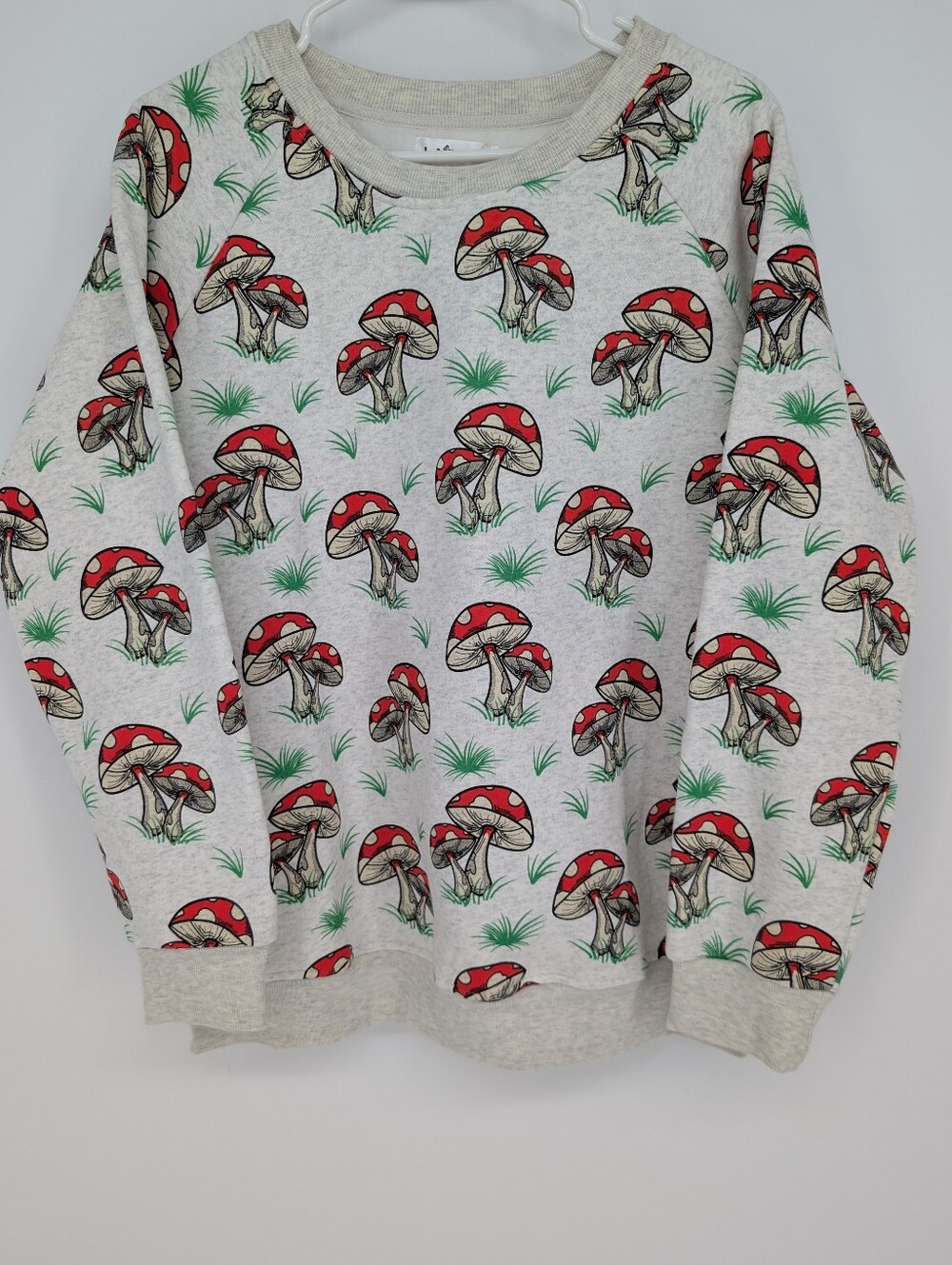 L.A. Soul Red Mushroom Print Pullover Sweatshirt Women XL Woodland Fairycore New